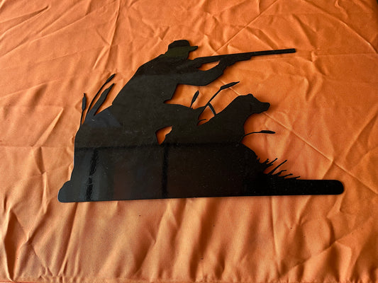 Hunter & Dog Metal Wall Art – Marsh Scene