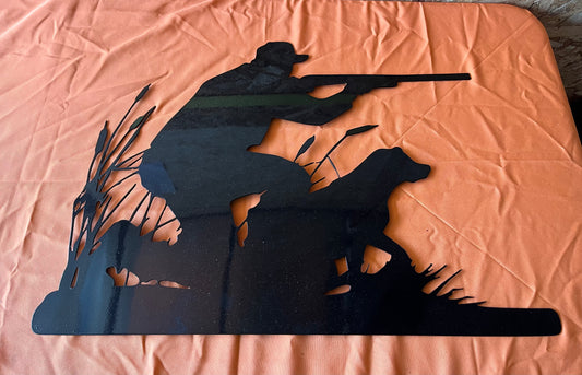 Hunter & Dog Metal Wall Art – Marsh Scene